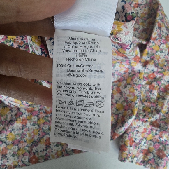 J. Crew Liberty Fabric Ruffle Front Button Up Long Sleeve Shirt Women's Large - Picture 12 of 12